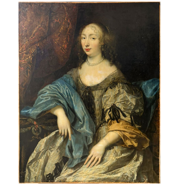 "Retrato de mujer con escritorio". Atribuible a Jean Nocret. Escuela Francesa del siglo XVII.   Óleo sobre lienzo