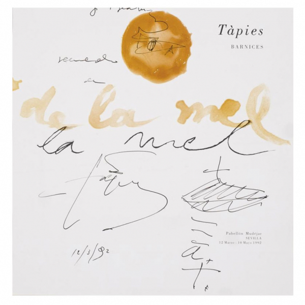 Antoni Tàpies.   &quot;Sin título - De la mel (1991)&quot;. Tinta sobre papel. Firmado en la parte inferior derecha.