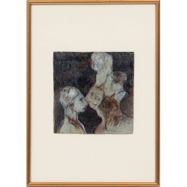 LEONOR  VINI  (Buenos Aires, Argentina 1907 - París, Francia 1996) &quot;Personajes con gato&quot; Firmado: Leonor Fini