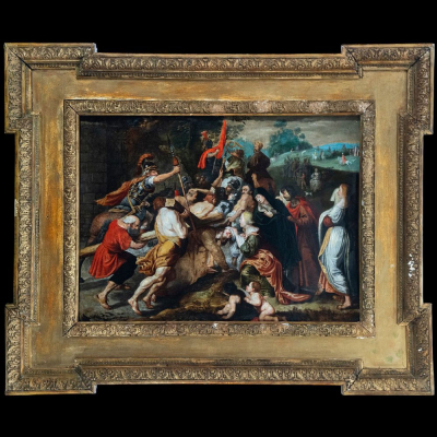 "Cristo camino al Calvario" Escuela de Van Dyck, siglo XVII. &Oacute;leo sobre cobre