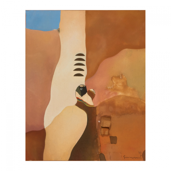 Josep Guinovart (Barcelona, 1927-2007) Caixa fang nº3. Técnica mixta y relieve sobre tela.