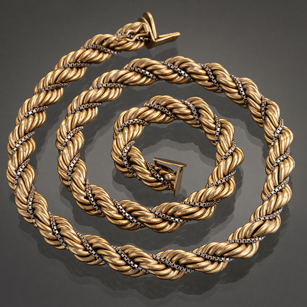 Gargantilla sogueada en oro amarillo y oro blanco de 18kt