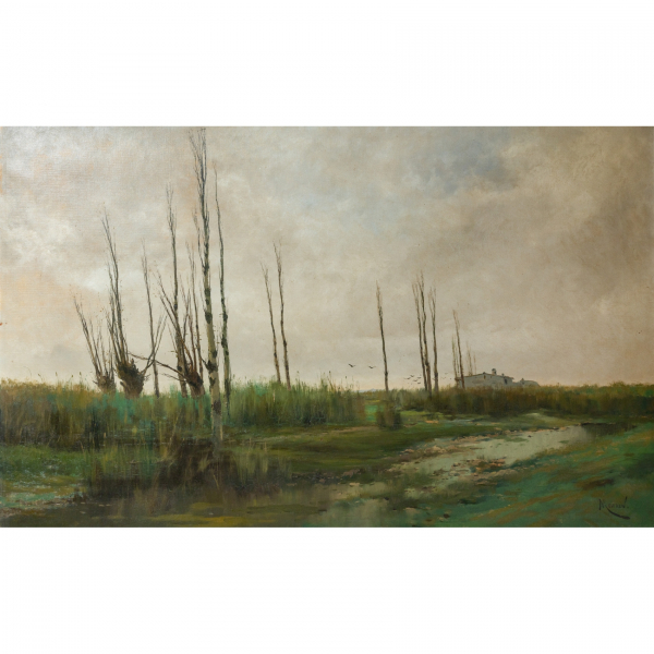 Eliseo Meifrén i Roig (Barcelona, 1859-1940)  Vista rural.  Óleo sobre tela. Firmado.