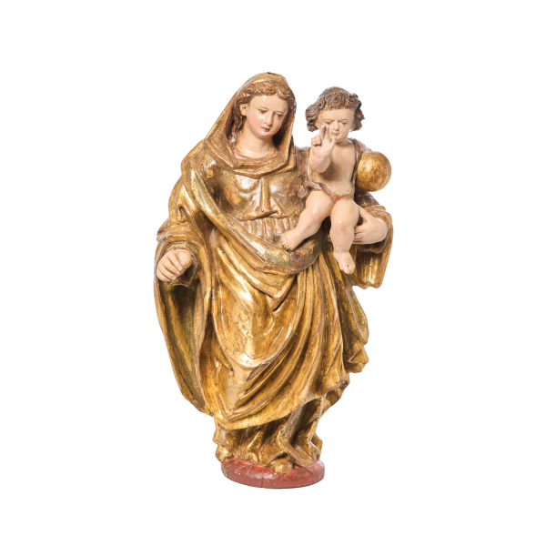Escuela española, fles. del s.XVII-ppios. del s.XVIII. La Virgen con el Niño. Escultura 
