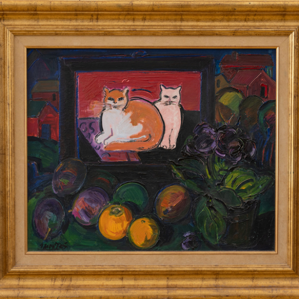"Bodegón de gatos"  JESÚS MONTES IRIBARREN (Irún, 1940)