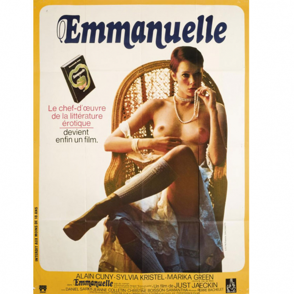 Cartel &quot;Emmanuelle&quot; (1974)&quot;. Cartel original de la película (dir. Just Jaeckin, 1974). Diseñado por Roger Boumendil