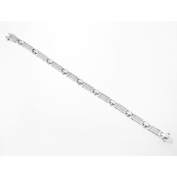 Pulsera en oro blanco con cuajado de diamantes talla princesa