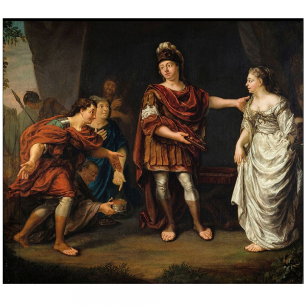 Jan Abel Wassenberg o Wassenbergh (1689 - 1750) "La Continencia de Escipión".   Óleo sobre lienzo