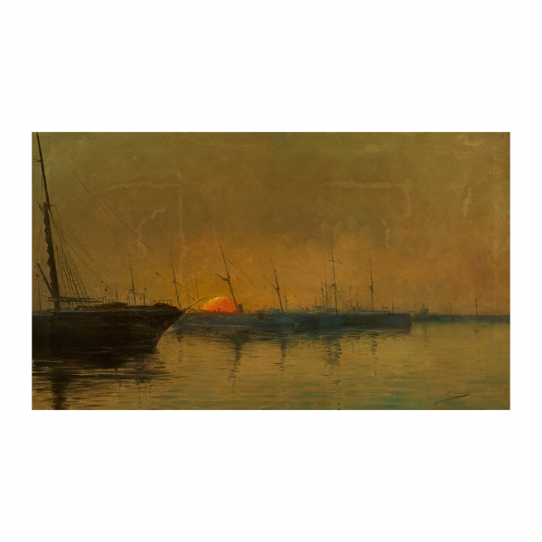 Lluís Graner Arrufí (Barcelona, 1863-1929)  Barcos pesqueros.  Óleo sobre tela. Firmado. 