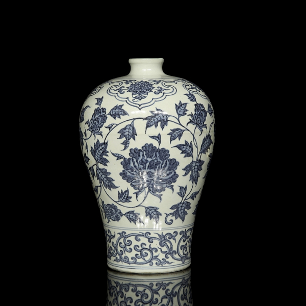 Jarr&oacute;n meiping "Crisantemos y lotos", dinast&iacute;a Ming.