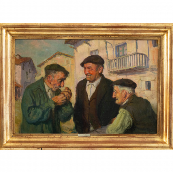 "Marineros vascos fumando"  ÁNGEL GARAVILLA (Lequeitio, 1906-Barcelona, 1961)