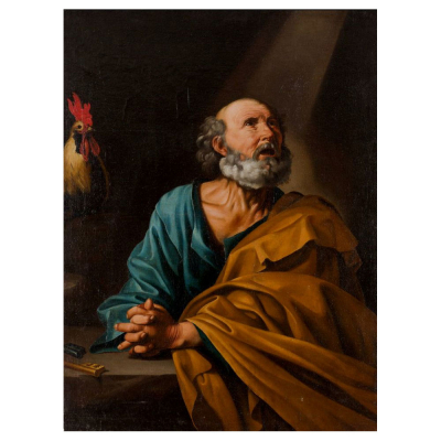 MATTHIAS STOMER (STOM), atribuido (Amersfoort, c. 1600 &ndash; Sicilia?, c. 1650) "San Pedro penitente".     