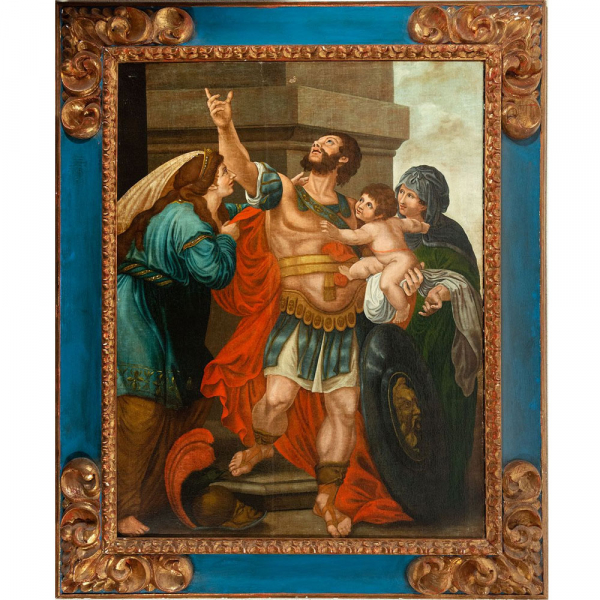 "El Juicio de Salomón", Escuela Flamenca del siglo XVII.   Óleo sobre lienzo