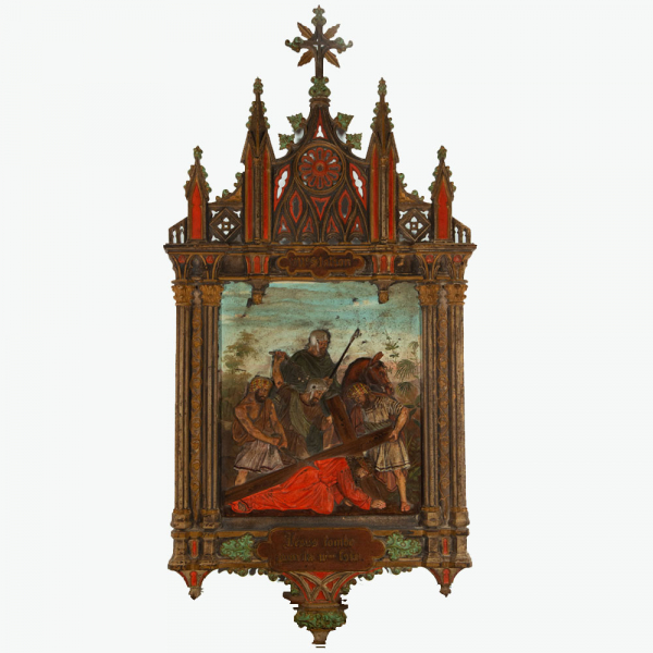 Catorce escenas del Viacrucis en Hierro Fundido y Policromado, escuela francesa del siglo XIX. 