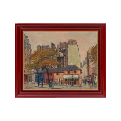 JUAN BAYÓN SALADO &quot;BAY-SALA&quot;  (Logroño 1913 - Bilbao 1995) &quot;Vista de París con personajes&quot; Firmado: Bay Sala 1950 Óleo / Lienzo 
