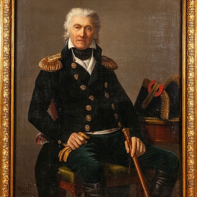 Joseph Marie Vien Le Jeune (París, 1761 - 1848) &quot;Retrato de militar con bastón de mando&quot;
