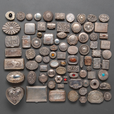 Colección de 80 cajitas en plata punzonada