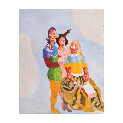 Jorge Castillo (Pontevedra, 1933) Figuras circenses. Óleo sobre tela. Firmado.