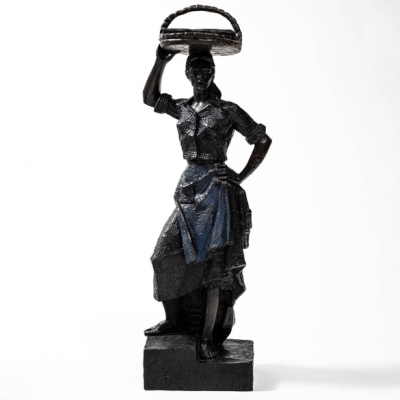 "Sardinera de Santurce".  JOAQUIN LUCARINI (&Aacute;lava, 1905-1969). Escultura en bronce con patina negra. 1964. 