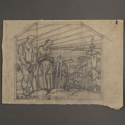 &quot;Angelus&quot; ISIDORO GUINEA (Bilbao, 1893-1947). Lápiz/papel