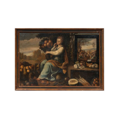ATRIBUIDO FRANCISCO BARRERA   (Madrid 1595 - 1658)  &quot;Alegoría al gusto&quot;  Óleo / Lienzo 