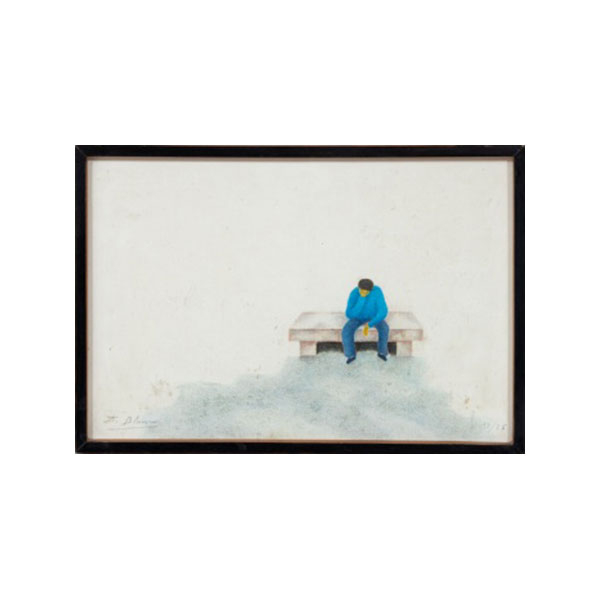 DIONISIO BLANCO ORTEGA   (San Salvador del Valle, Vizcaya 1927 - Bilbao 2003)  &quot;Hombre pensativo en el banco &quot; 