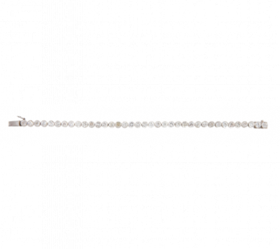 Pulsera rivière de chatones de brillantes articulados.   En montura de platino.