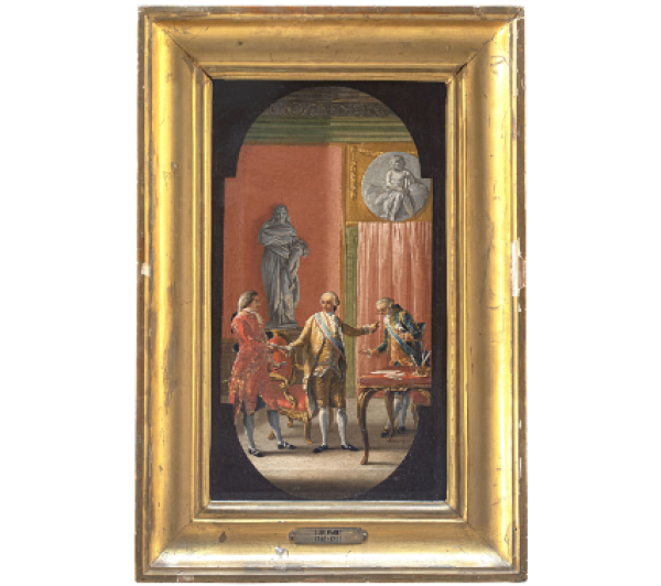JOSÉ DEL CASTILLO (Madrid, 1737-1793) / GREGORIO FERRO (1742-1812)  Carlos III ordena al conde de Floridablanca que sea declarada la guerra a Inglaterra.  