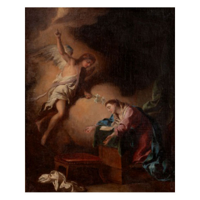 CIRCULO LORENZO TIÉPOLO   (Italia S. XVIII)  &quot;Anunciación&quot;  Óleo / Lienzo 
