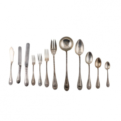 Cubertería de plata española punzonada Ley 916, S. XX. 