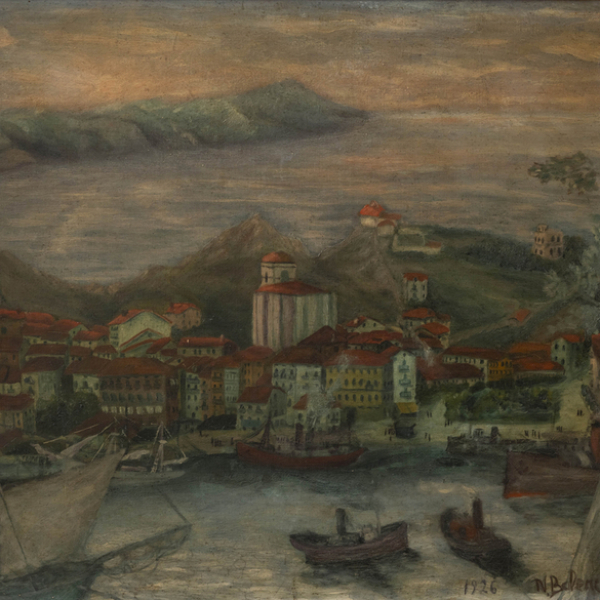 "Vista del puerto de Zumaya" NARCISO BALENCIAGA (Arrona, Guip&uacute;zcoa, 1905-M&eacute;xico, 1935) &Oacute;leo/Lienzo