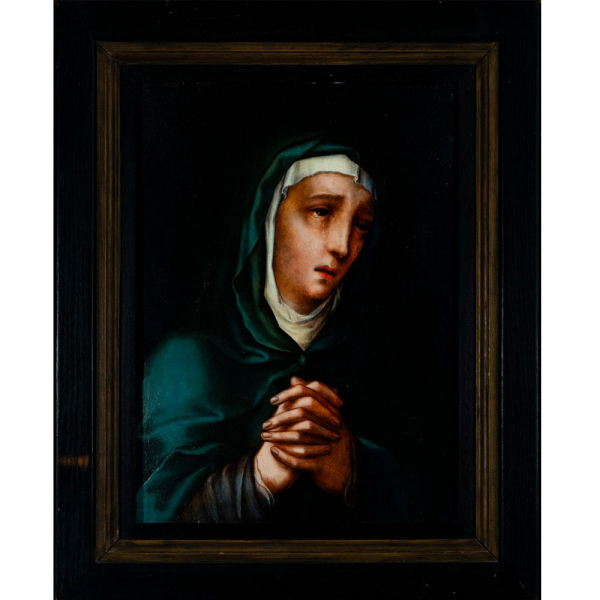 Luis de Morales "El Divino” (Badajoz, hacia 1510 - ¿Alcántara?, Cáceres, 1586) - Virgen Dolorosa.   Óleo sobre tabla. 