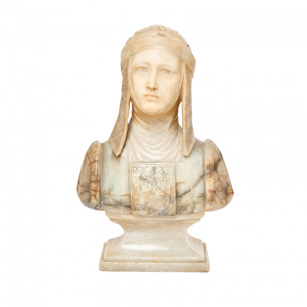 Escuela italiana, s.XIX. Busto de dama. Escultura en alabastro tallado.