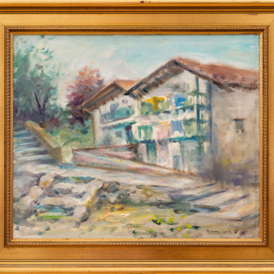 &quot;Paisaje con casas&quot;  BIENABE ARTÍA (Irún, 1899 - Navarra, 1987) 