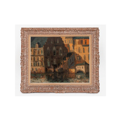 CARMELO GARCÍA BARRENA  (Bilbao 1926 - 2000) &quot;Canal de Amberes&quot; Firmado: G. Barrena 66 Óleo / Lienzo 