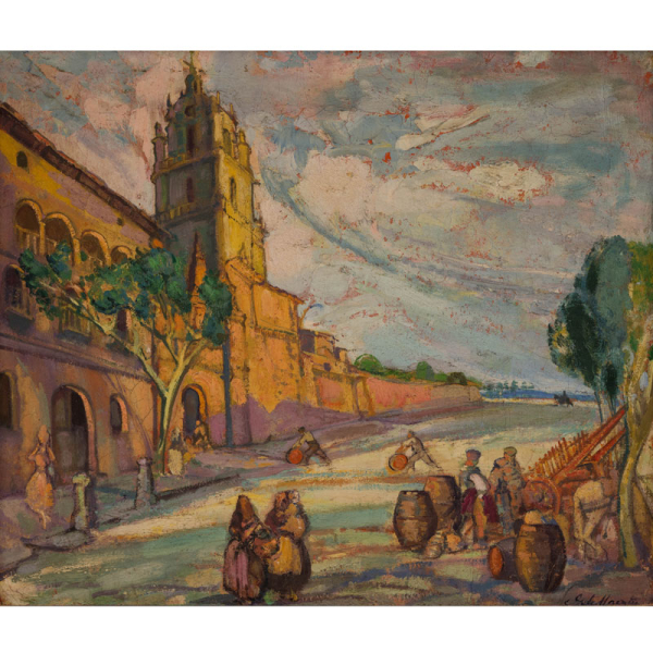 "Tarde en la Iglesia de los Arcos"  GUSTAVO DE MAEZTU (Vitoria, 1887- Estella, 1947) &Oacute;leo/Lienzo h. 1930.  