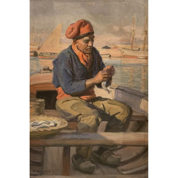 Dion&iacute;s Baixeras Verdaguer (Barcelona, 1862-1943)  Pescador.  &Oacute;leo sobre tela. Firmado.