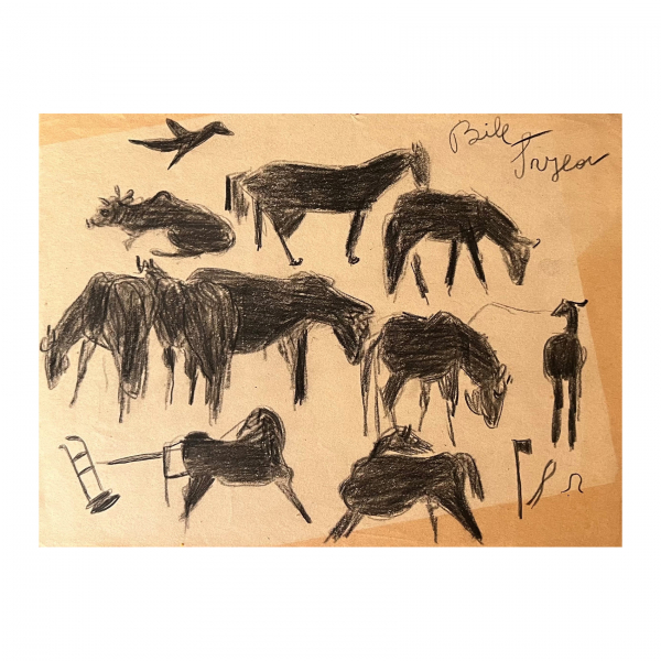 Bill Traylor (Benton, Alabama, USA, 1854-Montgomery, Alabama, USA, 1949)  Sin título (Country Landscape).  Dibujo a cera negra sobre papel. Firmado. 