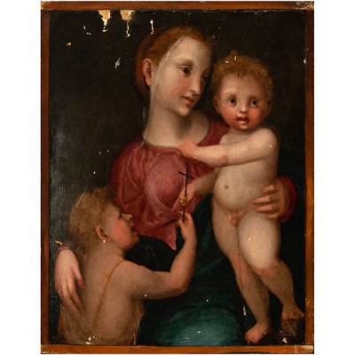 Virgen con Niño y San Juanito, escuela italiana del siglo XVI