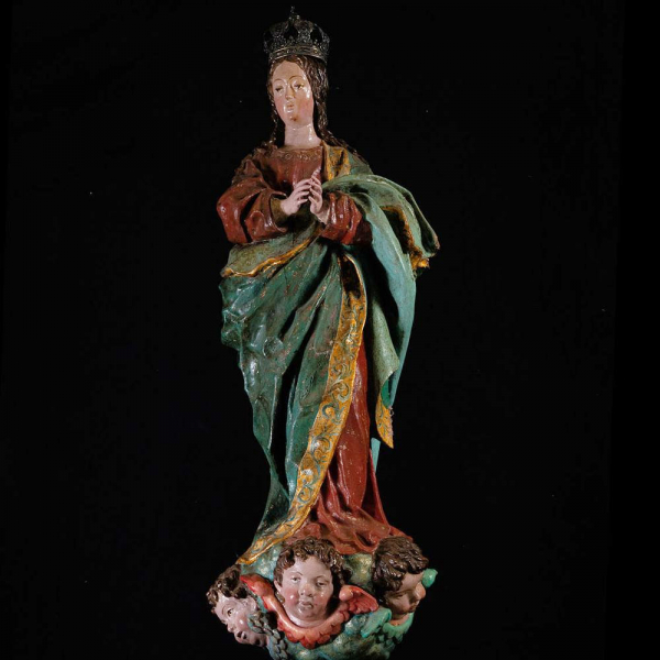 Gran Virgen Inmaculada, siguiendo los modelos de Alonso Cano, escuela colonial Novohispana del siglo XVIII.