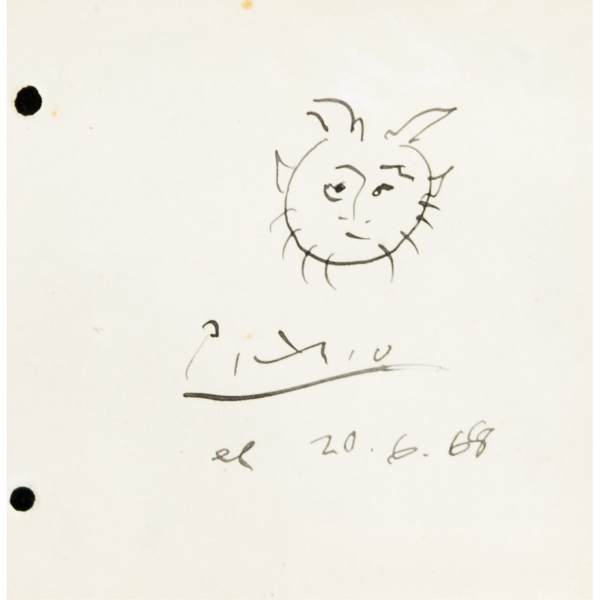 Pablo Ruíz Picasso (Málaga, 1881-Mougins, Francia, 1973)  Fauno.  Dibujo a tinta sobre papel. Firmado y fechado en 1968.