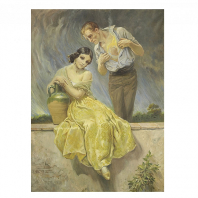 Enrique Pertegás Ferrer (1884-1962) &quot;Oh llama de amor viva&quot;.    Óleo sobre lienzo. Firmado  