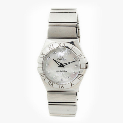 Reloj suizo sra., OMEGA Constellation "My Choice" Quartz, ref.: 123.10.27.60.55.001, en caja 28 mm, y brazalete de acero.