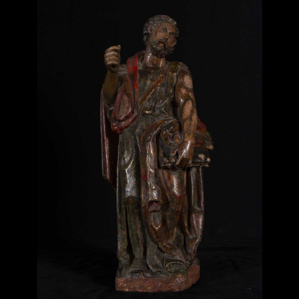 Exquisito San Pablo Apóstol atribuíble a Juan de Juni o su obrador (1506-1577), con policromía original, escuela flamenca del Norte de Castilla del siglo XVI.