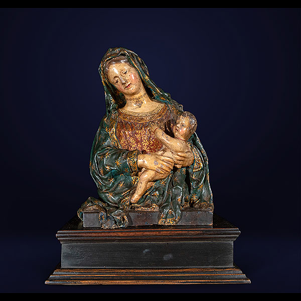 Escuela Quiteña del siglo XVIII - Virgen con el Niño.