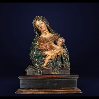 Escuela Quiteña del siglo XVIII - Virgen con el Niño.