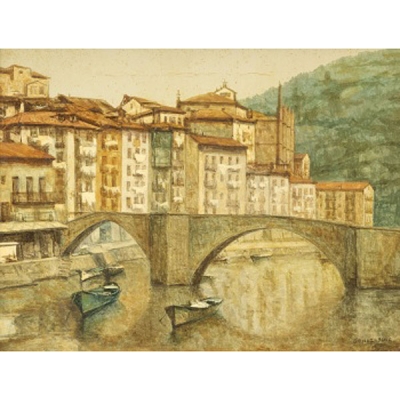 Jose Goméz Sanz  (Segovia 1930) &quot;Puente de Ondárroa&quot;