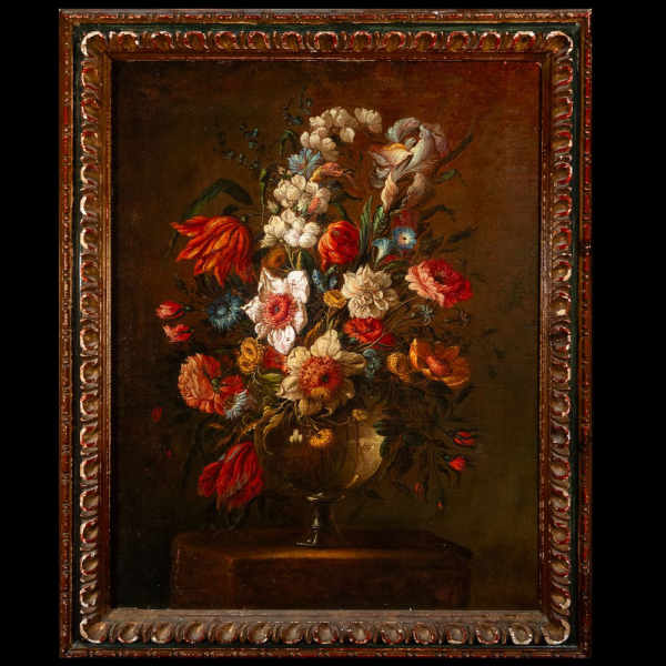 Manera/Atribuíble a JUAN DE ARELLANO (1614 - 1676) - Importante Bodegón de Flores