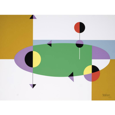 César Manrique.   &quot;Banderas del Cosmos I (1985)&quot;. Serigrafía sobre papel. Firmada y fechada (85) 