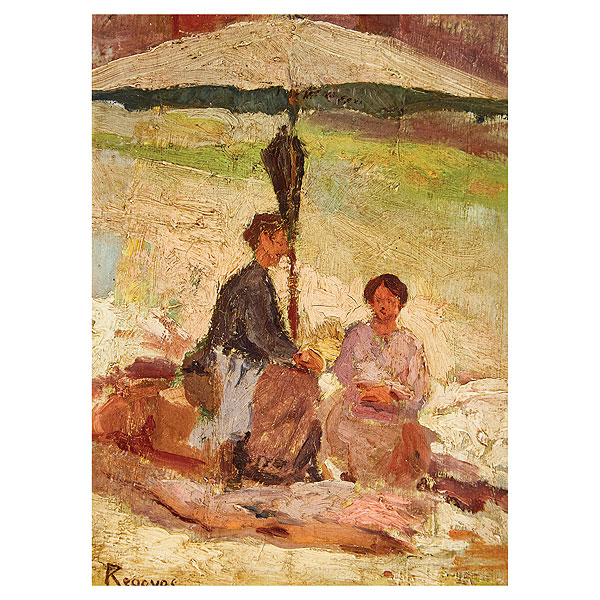 Darío de Regoyos (Ribadesella, Asturias, 1857-Barcelona, 1931) Mujeres con sombrilla. 